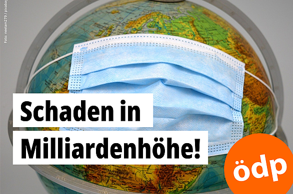 Eine Atemmaske wurde über einen Globus gelegt